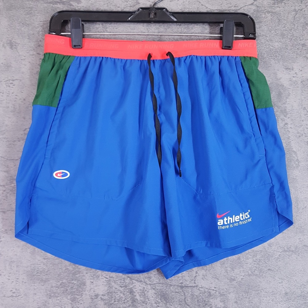 NIKE Stride Dri-FIT 5" Brief Lined Running Shorts Mens SMALL Blue Red Green